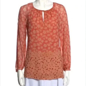 Tory Burch Size 6 Silk Floral Print Chiffon Blouse